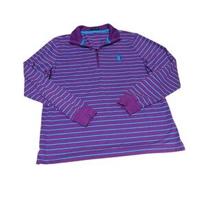 Polo Ralph Lauren Tailored Golf Fit Quarter Zip Purple Striped Polo No Size